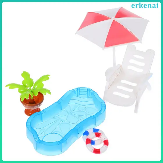 🎀 1Conjunto Kit Piscina Miniatura Em Plástico Para Decoração Variada