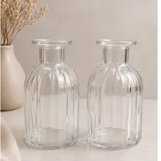 Kit Com 10 Vasos de Vidro Decorativo Modelo TEXAS De 14cm Altura E 300ml Vaso Ou Difusor
