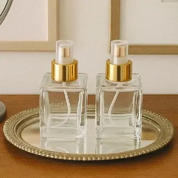 Kit Com 2 Spray Borrifador Aromatizador De Ambiente - Vidro 100ml Com Valvula Spray Dourada