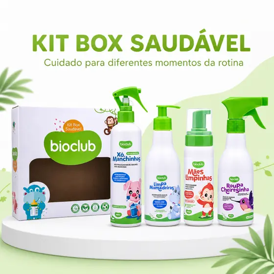 Kit Box Saudável - Limpa Mamadeiras - Roupa Cheirosinha - Mãos Limpinhas - Xô Manchinhas