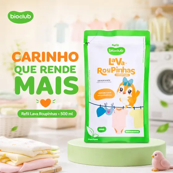 REFIL Lava Roupas Concentrado Detergente Natural - Lava Roupinhas Bioclub® 500ml