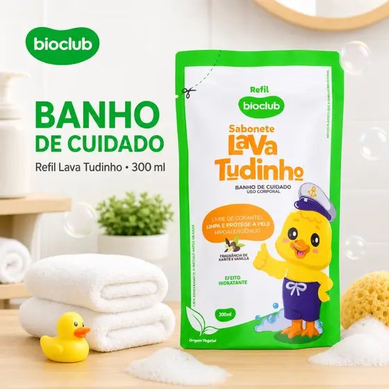 REFIL Sabonete de Corpo Líquido Infantil Baby - Sabonete Lava Tudinho Bioclub® 300ml