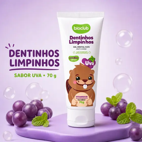 Gel Dental Infantil Com Flúor - Sabor Uva