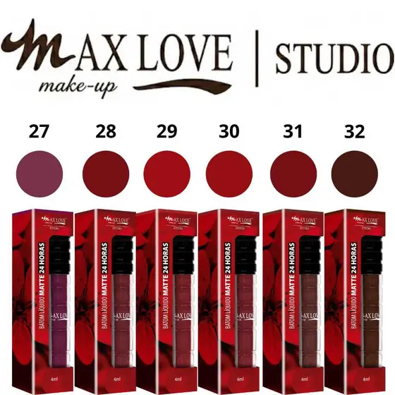 Batom Matte Líquido 24 horas Max Love Escolha as Cores Promoção Batons Vinho Vermelho Rosa Nude