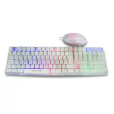 Kit Mouse Teclado Gamer USB Branco Led RGB Teclas Anti Ghosting Hoopson Computador Notebook Jogo Colorido TPC-096KB