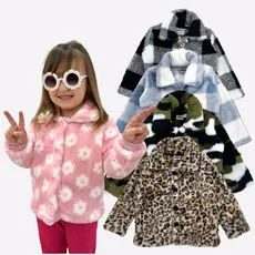 Casaco Teddy Xadrez Infantil Peluciado Inverno Quentinho Sobretudo Jaqueta