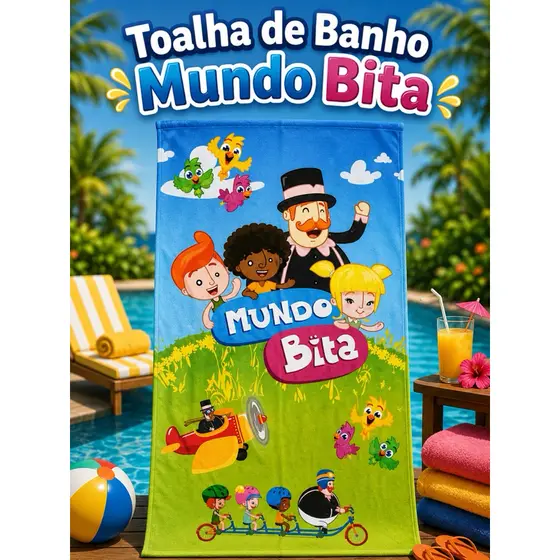 Toalha de Banho e Praia Estampas Variadas Personagem Infantil Menino e Menina 0,70cm x 1,40cm