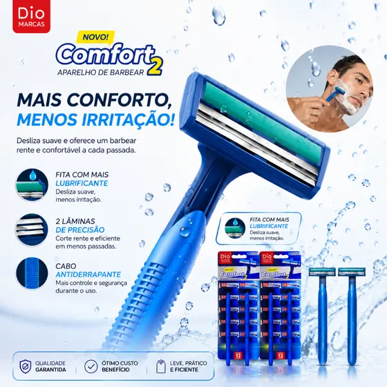 Kit 60 ou 48 Peças Aparelho de Barbear Prestobarba 2 Lâminas com Lubrificante