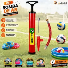 Bomba de Ar Manual com Acessórios de Encher Bola Futebol Vôlei Basquete Bico Para Encher Infláveis