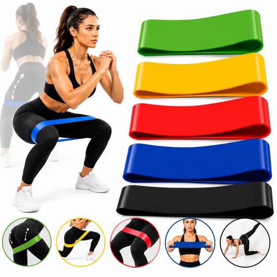 Faixas Elásticas De Resistência Kit 5 Para Treino Academia Yoga Pilates