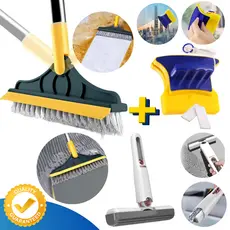 Escova Limpeza Esfregão 2x1 Vassoura Rodo Banheiro Box + Limpa Vidros Magnético + Mini MOP MULTIUSO