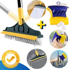 Esfregão Escova Limpeza 2x1 Vassoura Rodo Banheiro Box Cantos Azulejo  + Limpa Vidros Magnético KIT