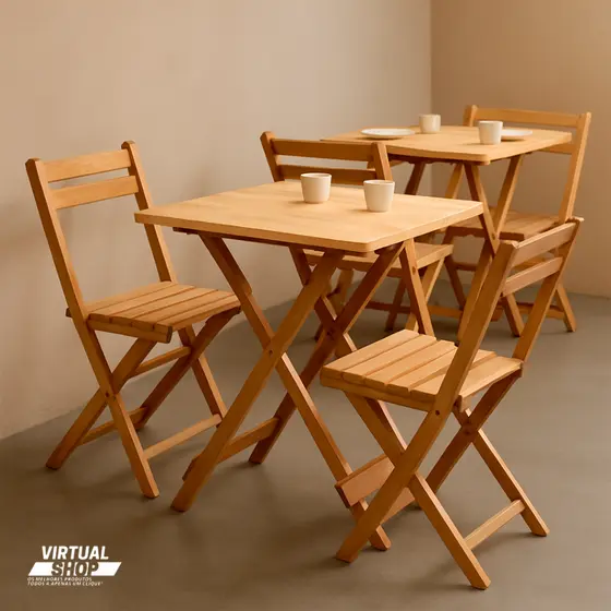 Mesa Dobrável 70x70 Madeira Restaurante Bar