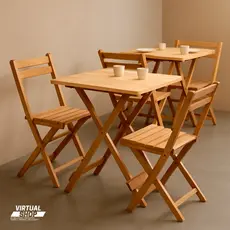 Mesa Dobrável 70x70 Madeira Restaurante Bar