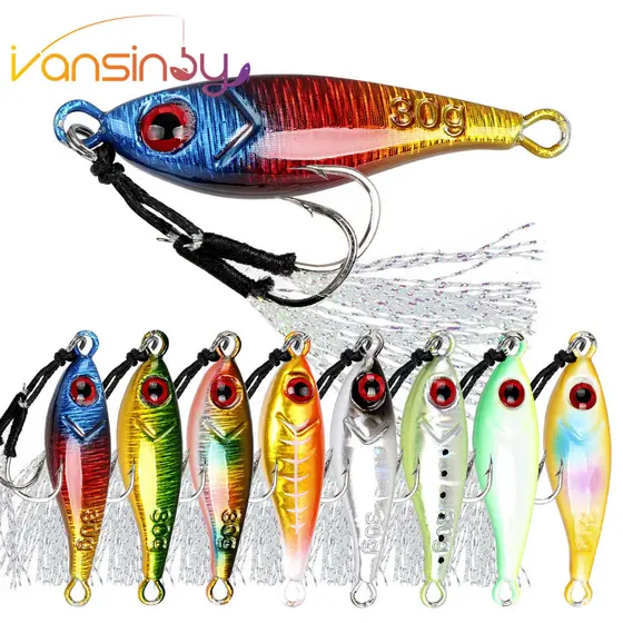 1pcs Isca De Pesca 7g/10g/20g/30g Em Alto Mar Artificial Lenta Com Anzol Duplo Grampo Lento De Peixe