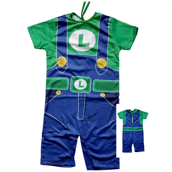 Fantasia Infantil Luigi Roupa Personagem Super Mario