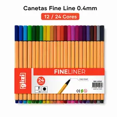 Canetas Fine Line 0.4mm Coloridas Ponta Fina Lettering Desenho Planner Escola 12 ou 24 Cores