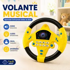 Volante Educativo Infantil Musical com Ventosa Som Luz Brinquedo Interativo Direção