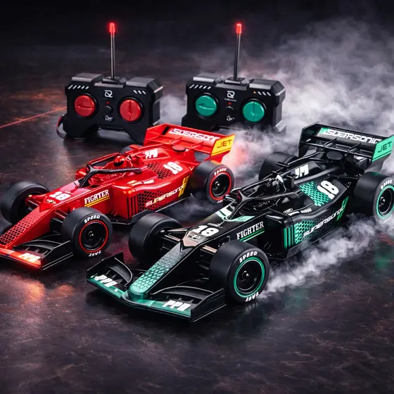 Carrinho de Controle Remoto F1 Solta Fumaça Recarregável com LED Drift Alta Velocidade Brinquedo