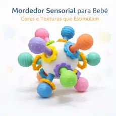 Mordedor Sensorial para Bebê com Texturas Coloridas Brinquedo Educativo para Dentição e Coordenação