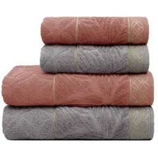 Jogo 2 Toalhas de Banho + 2 Toalhas de Rosto Grossa Macia Textura em Jacquard 100% Algodão 420g/m²