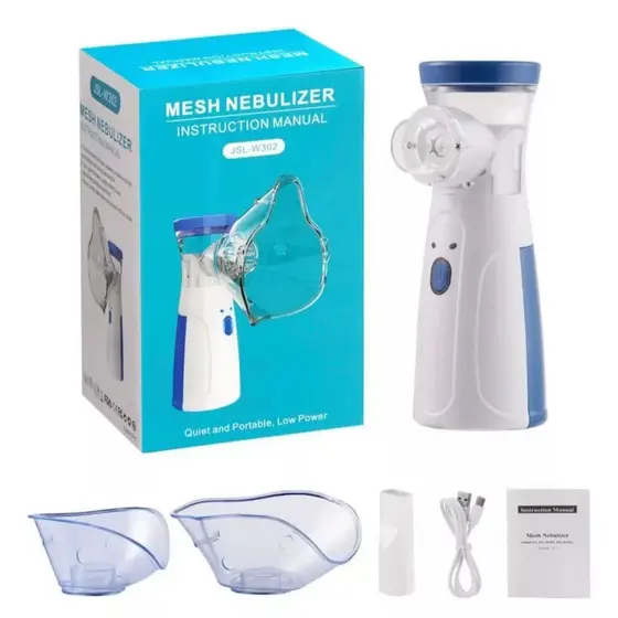 Inalador Portátil Mesh Nebulizador Adulto e Infantil Silencioso Saúde Respiração a pilha e bivolt