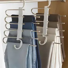 Kit 3 Cabides 5 em 1 Retráteis p/ Calças, Organizador Multifuncional em Aço Inoxidável