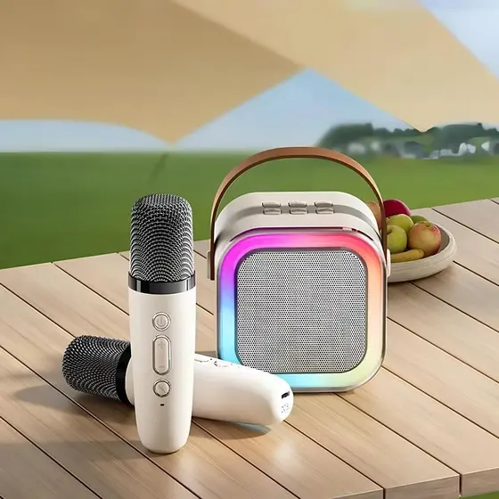 K12 Alto-falante Bluetooth Karaoke com Microfone, Luzes LED e Diversão para Toda a Família Fang