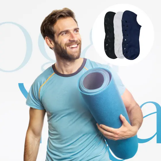 Kit 3 Meias de Yoga Masculinas Antiderrapantes para Pilates e Exercícios Aeróbicos Fitness