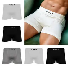 Kit 5 Cueca Boxer Sem Costura Microfibra Leve Poliamida Alta Elasticidade Academia Esporte Polo Star