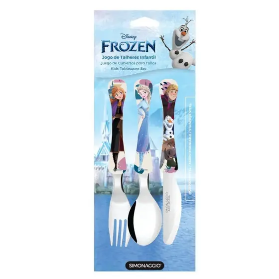 Kit Talheres Infantil Frozen 3pçs Simonaggio Colher Garfo Faca