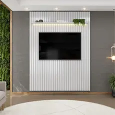 Painel  para TV até 65 Polegadas Ripado com LED DJ Móveis Trento 183 Bali