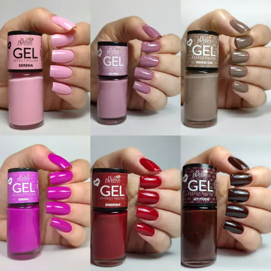 Kit 06 Esmaltes Efeito Gel 842 840 843 848 844 809