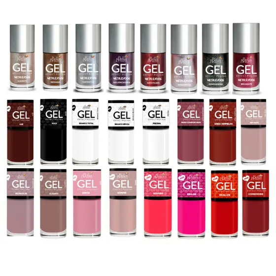 Kit 24 Esmaltes Bella Brazil Efeito Gel Seca Sem Cabine 9ml