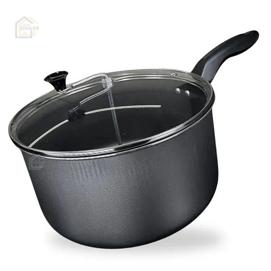 Panela Pipoqueira 22 cm Antiaderente Teflon 5 Litros com Tampa de Vidro Cor Grafite