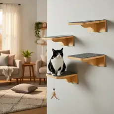 Prateleiras Para Gatos Tam. M 4 pçs c/ Carpete MDF 15mm REFORÇADO Gatificação Playground Para Gato