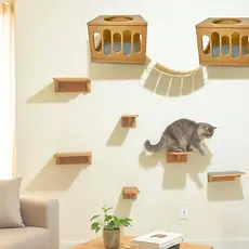 Playground Gatos MDF 15mm REFORÇADO CRU 9pcs Parque Para Gatos já Montado com Carpete Wave