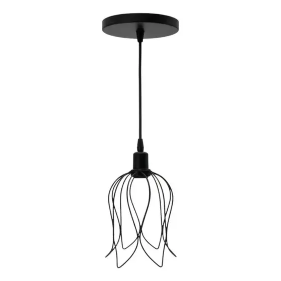 Pendente Tulipa Luminária Teto Aramado Cabo Cristal 1 Metro