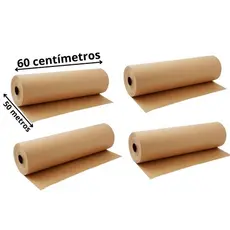 Kit 4 Rolos De Papel Semi Kraft Bobina 60cm X 50 Metros Envio Rápido