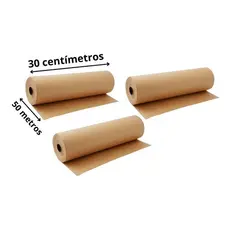 Kit 3 Rolos De Papel Semi Kraft Bobina 30cm X 50mts