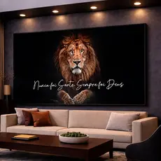 Quadro Decorativo Leão De Judá Nunca Foi Sorte Sempre Foi Deus Sala Quarto Escritório