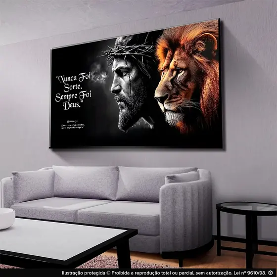 Quadro Decorativo Jesus Leão Juda Nunca Foi Sorte Arte Moderna Mosaico Sala Quarto Escritório