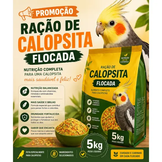 5KG MISTURA FLOCADA PARA CALOPSITAS , PERIQUITOS E AGAPORNIS 5KG