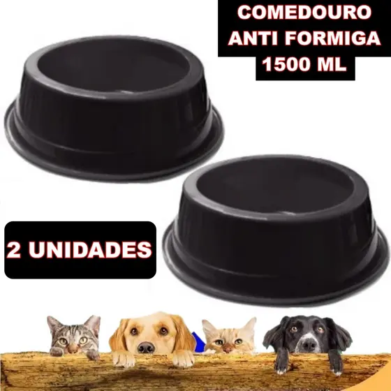 Kit 2 Potes Grandes Comedouro Bebedouro Anti Formiga para Cachorro e Gato Para Água e Ração 1500ML