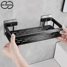 1/2/3 Suporte De Shampoo Preto Organizador Alta qualidade Prateleira De Banheiro Sem Furo Premium-Space Alumínio ES