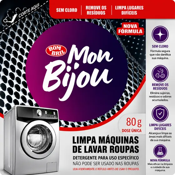 Detergente Pó Limpa Maquina Lava Roupa Mon Bijou Bombril 80G