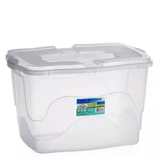Kit 3 Caixa Organizadora 34 Litros Transparente Organizador Cesto Multiuso Resistente Com Alça Reforçado