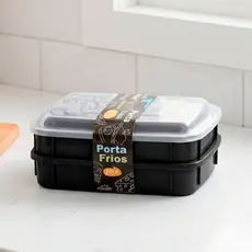 Porta Frios Plástico 2 Peças Com Tampa Colorido Transparente Organizador Geladeira Queijo Presunto BPA Free Cozinha