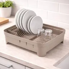 Escorredor de Louça Plástico Premium Com Porta Talheres Organizador Cozinha Resistente Prático Secagem Rápida