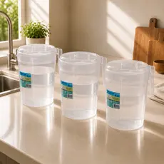 Conjunto 3 Jarras 4L Transparentes Com Tampa Para Suco Água Chá Geladeira Cozinha Mesa Casa Bar Restaurante Família